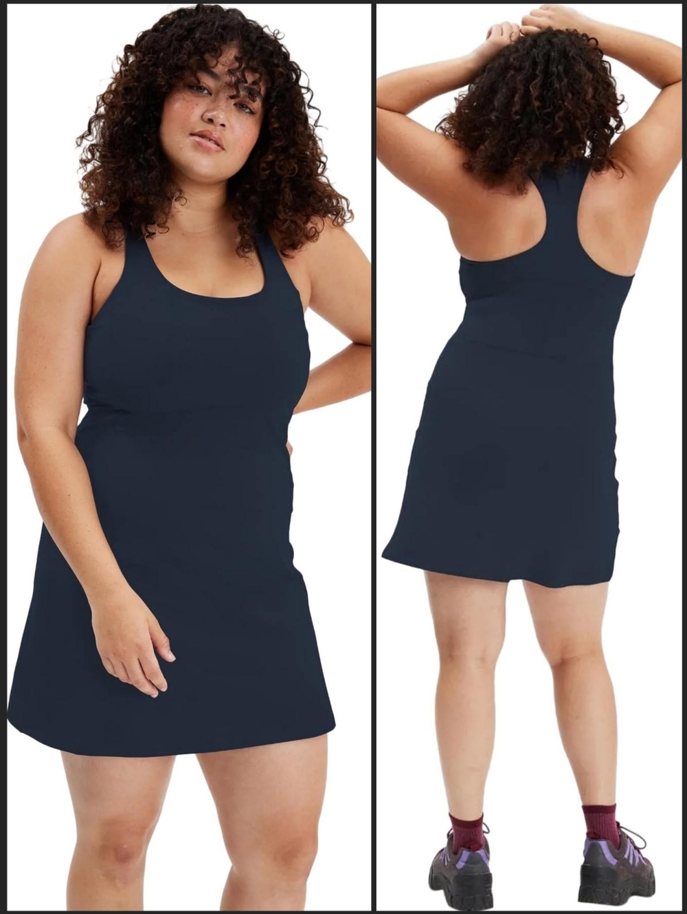 girlfriend collective Navy Scoop Racerback Mini Dress